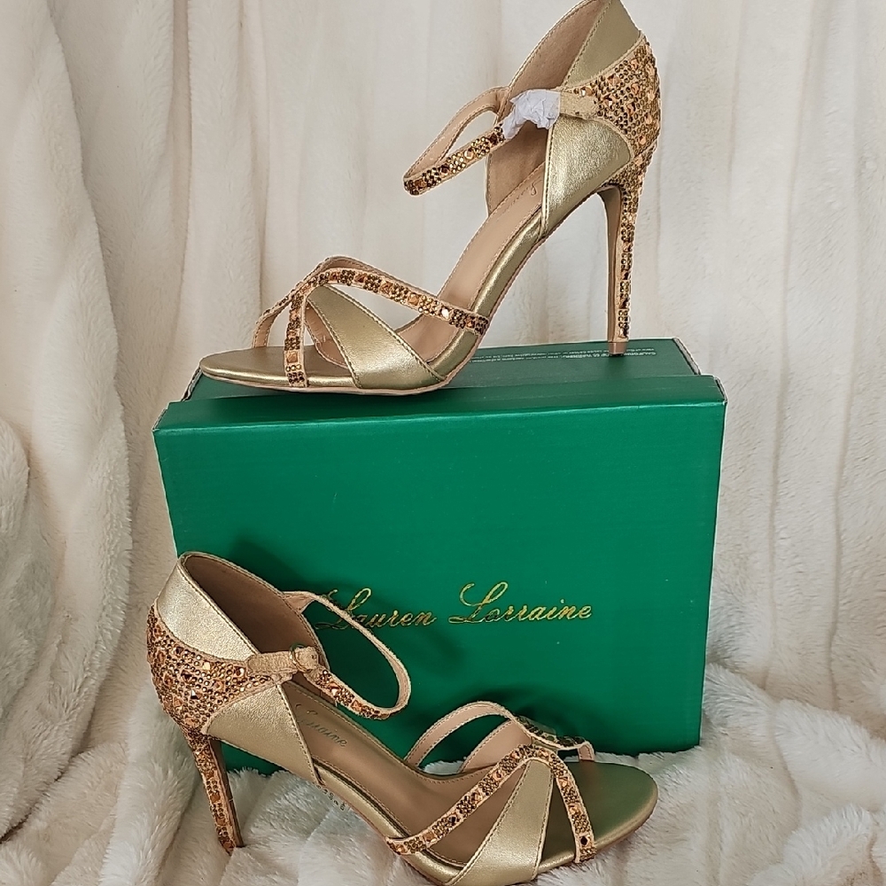 Lauren Lorraine Glittering Gold Heels